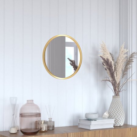 FLASH FURNITURE 16" Round Gold Metal Framed Accent Wall Mirror HFKHD-6GD-CRE8-191315-GG